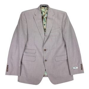 Tayion Mens Agordy Regular Fit Windowpane Suit Jacket Pink Blue 38R